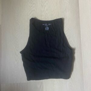 American Eagle High Neck Cropped Black Tank Top